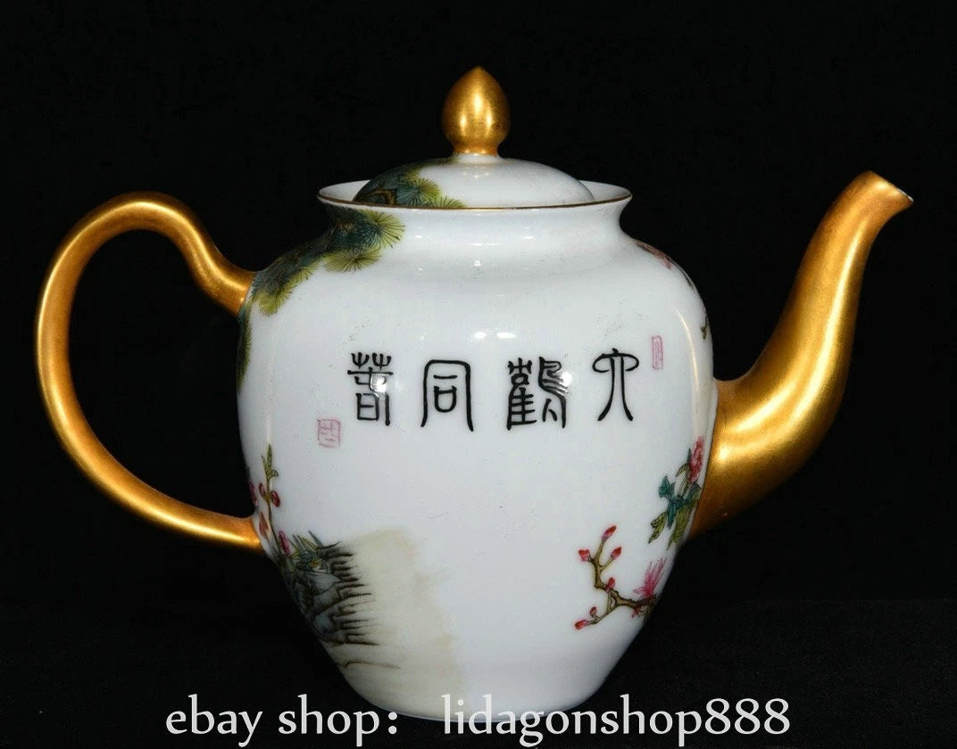 6.4"Yongzheng Marked Enamel Porcelain Gilt Flower Birds Tree Pattern Wine Teapot | eBay