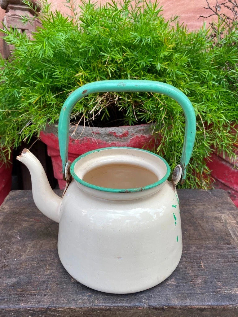 Antique Old Original Rustic Enamel Porcelain Teapot Tea Kettle Made In Polland | eBay