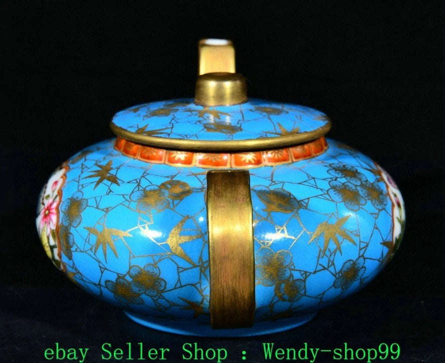 6.2" Qianlong Marked Colour Enamel Porcelain Gilt Butterfly Teapot Teakettle | eBay