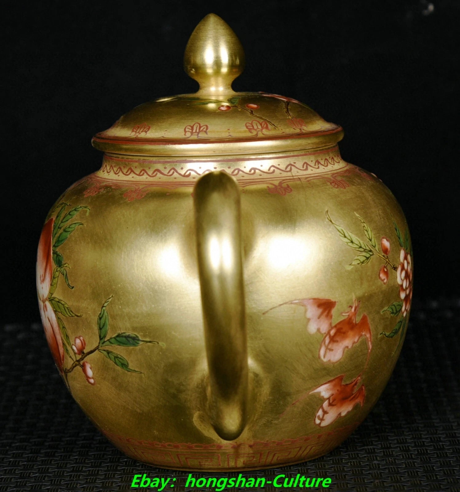 5.7" Qianlong Enamel Colour Porcelain Gold Bat Peach Pattern Wine Tea Pot Flagon | eBay