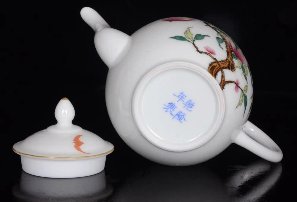 OLD CHINESE COLOUR ENAMEL PORCELAIN TEAPOT QIANLONG MARKED ST106 | eBay