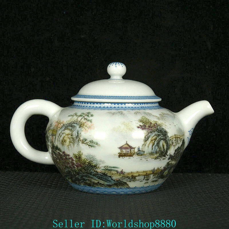 6.4'' Qianlong Marked Old China Enamel Color Porcelain Landscape Pattern Teapot | eBay
