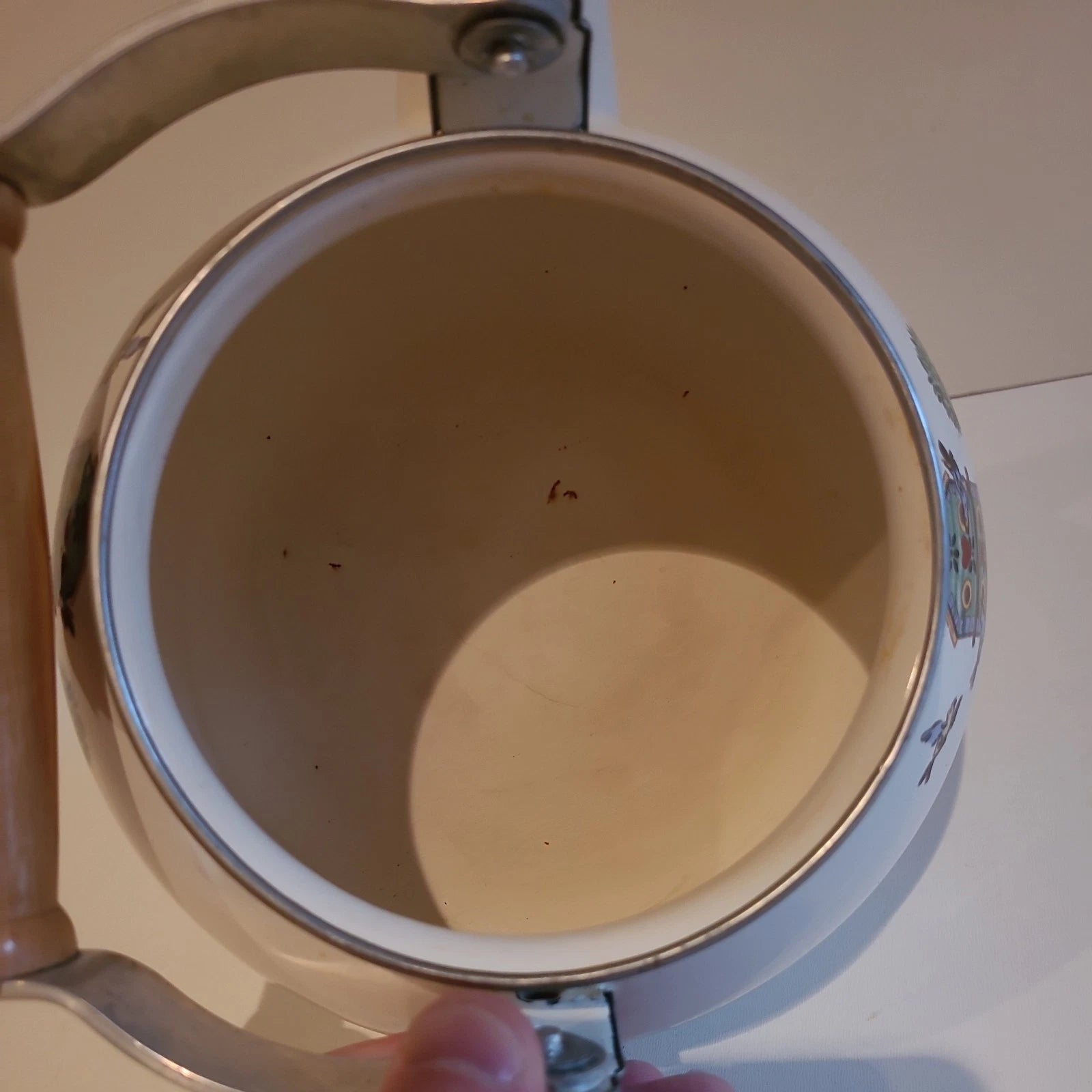 Vintage 90s Thomson Enamel Tea Pot Kettle Bird House Wood Handle & Knob 2.5 Qts | eBay