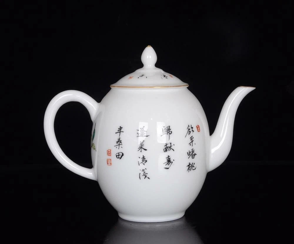 OLD CHINESE COLOUR ENAMEL PORCELAIN TEAPOT QIANLONG MARKED ST106 | eBay
