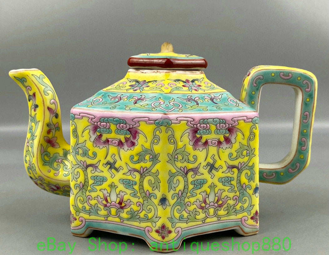 6'' Yongzheng Marked Yellow Glaze Enamel Colour Porcelain Wine Tea Pot Flagon | eBay