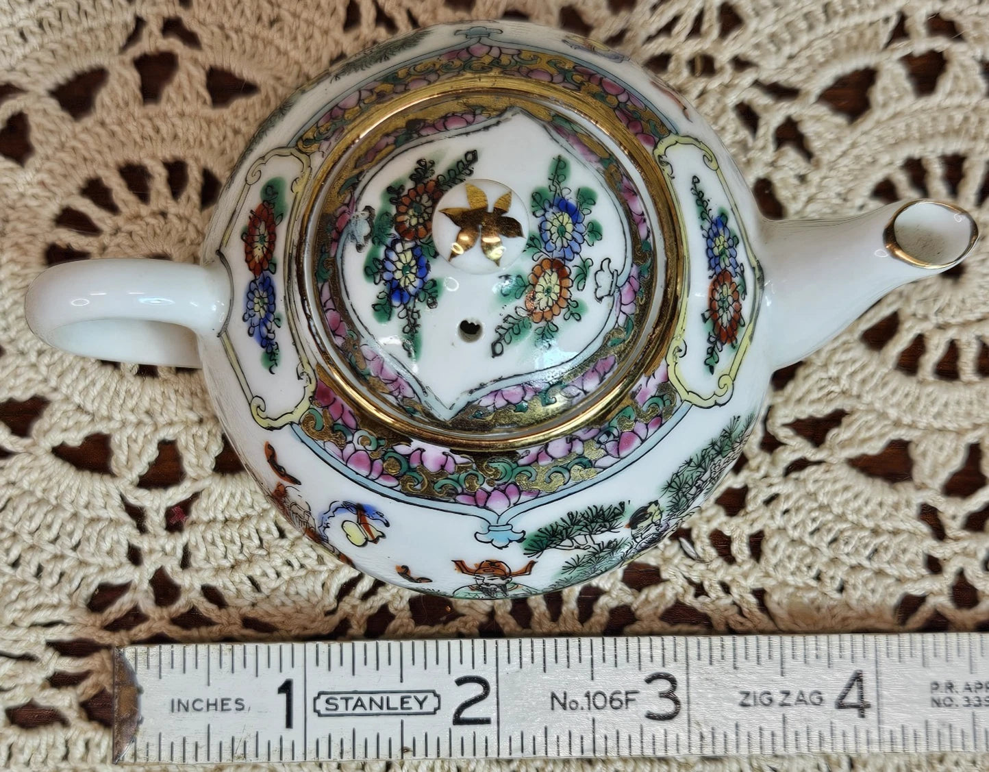 8 Piece Vintage Miniature Enamel on Porcelain Asian Teapot & Tea Cups | eBay
