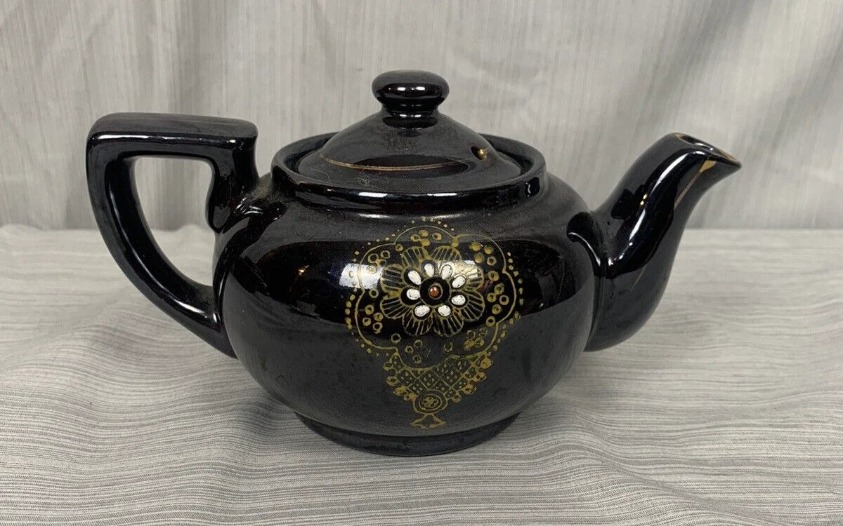 Dark Brown Teapot Moriage Enamel Hand Painted Vintage, Japan | eBay