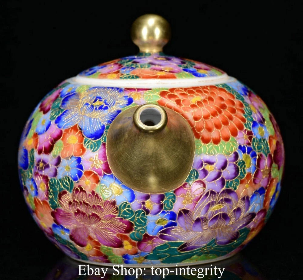 5.5" Marked Chinese Colour enamels Porcelain Flower Handle Teapot Kettle | eBay