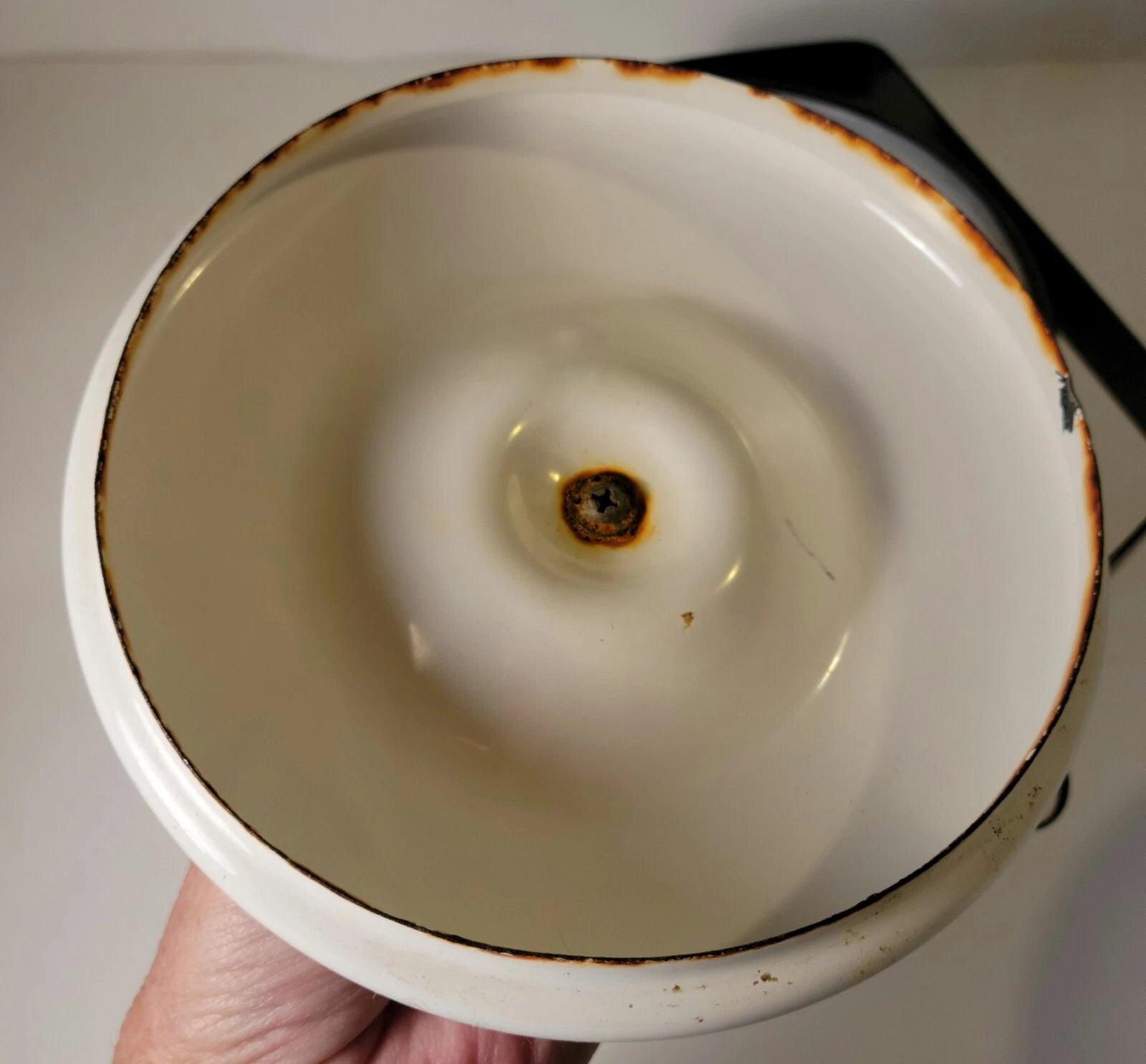 Enamal Tea Pot White with Black Metal Handle | eBay