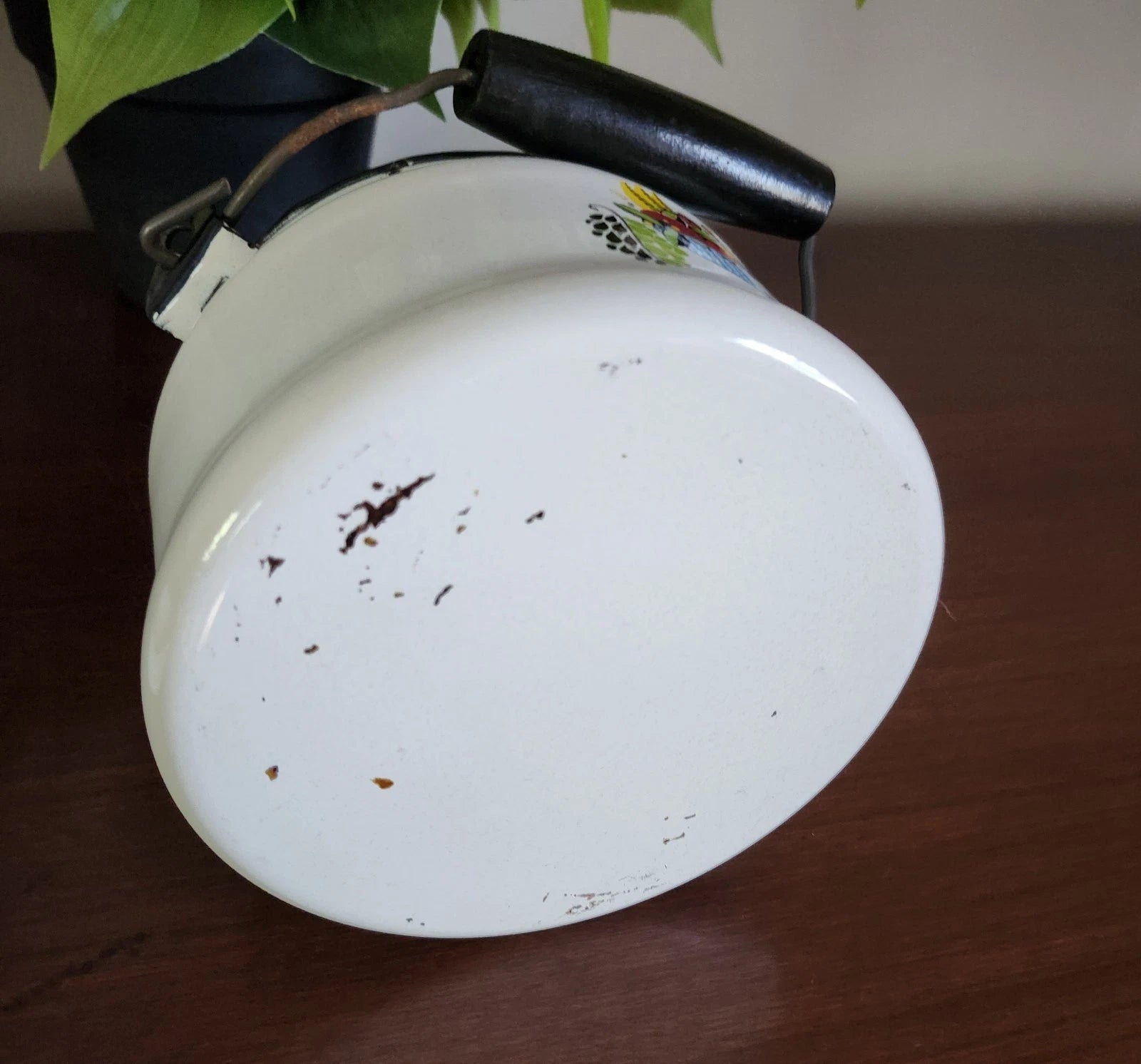 Vintage MCM Enamelware Tea Pot Fruit Design Teapot Tea Kettle | eBay