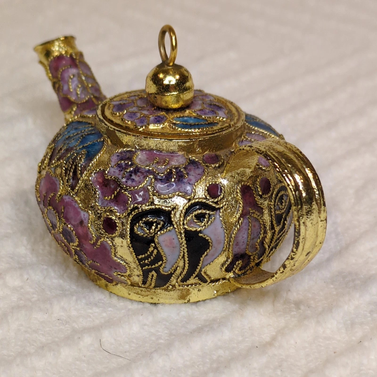 Vintage Cloisonné Porcelain Enamel Miniature Tea Pot With Floral Pattern | eBay