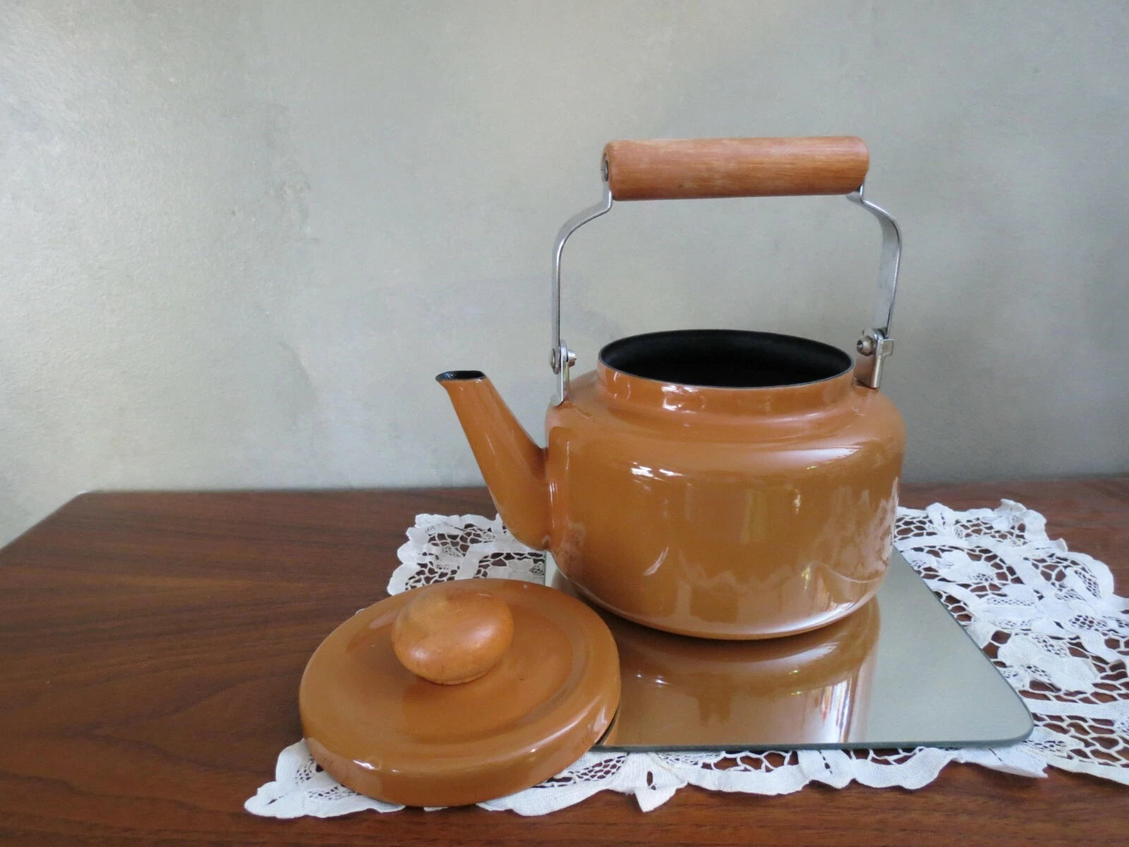 Vintage Gold/Light Brown Enameled Teapot | eBay