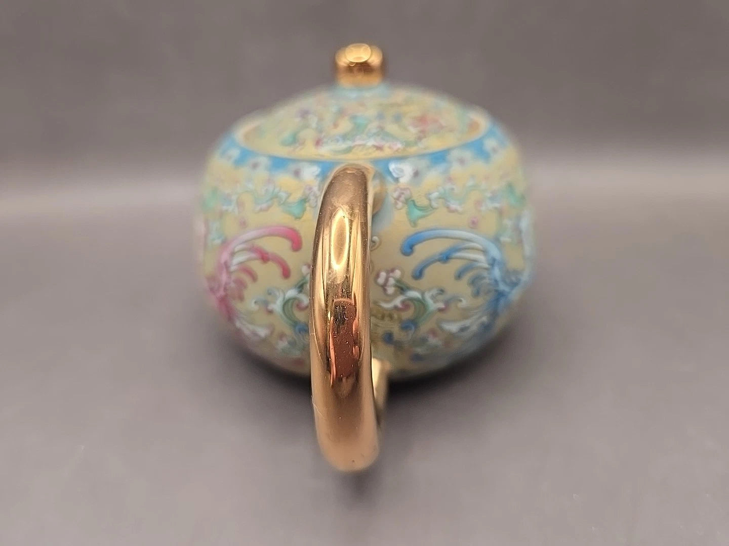 Gold Painting Enamel Ceramic Teapot Teal Floral Single Serving | eBay