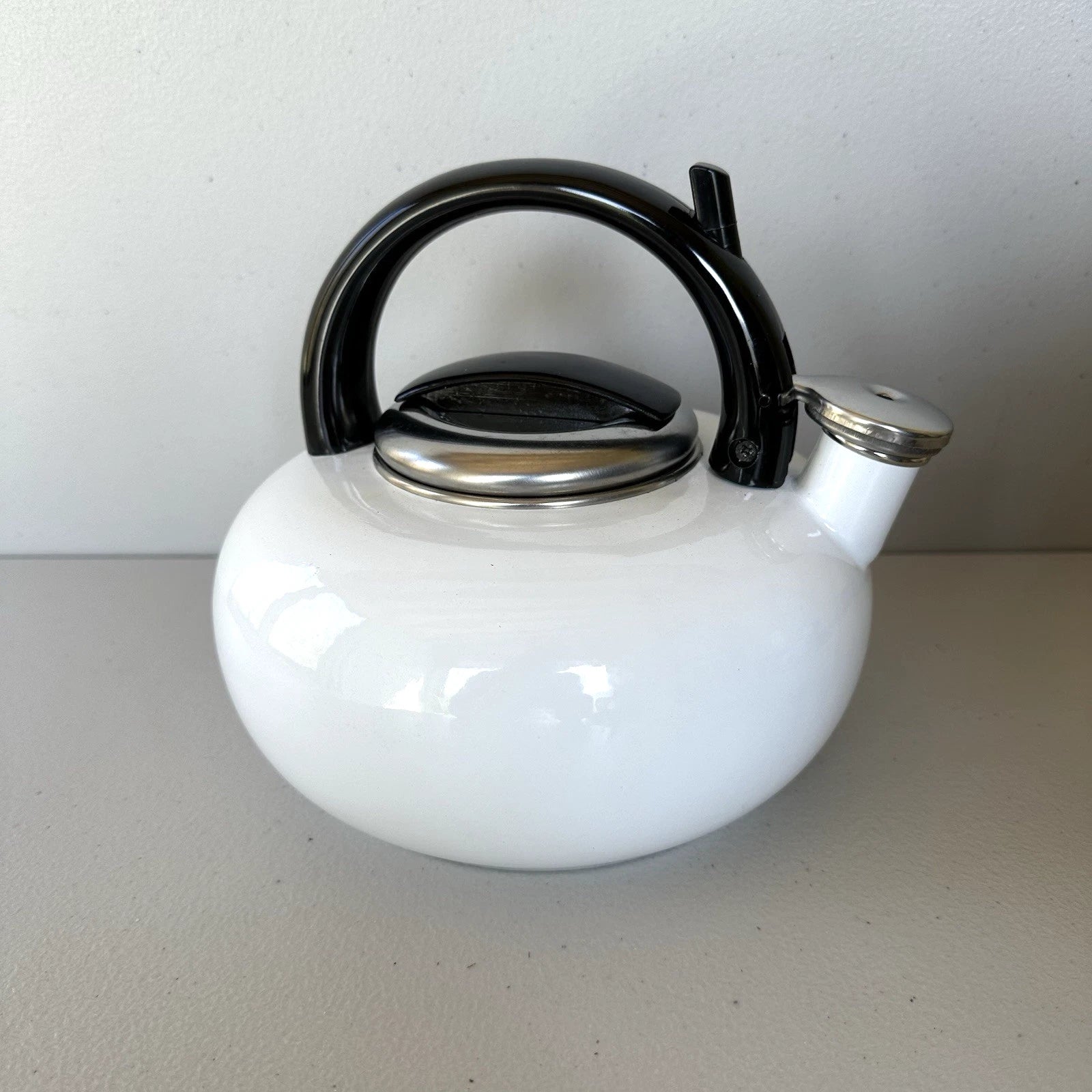 Vintage 90s Rare Kamenstein TRIG 2.5 qt Whistling White Enamel Steel Tea Pot NIB | eBay