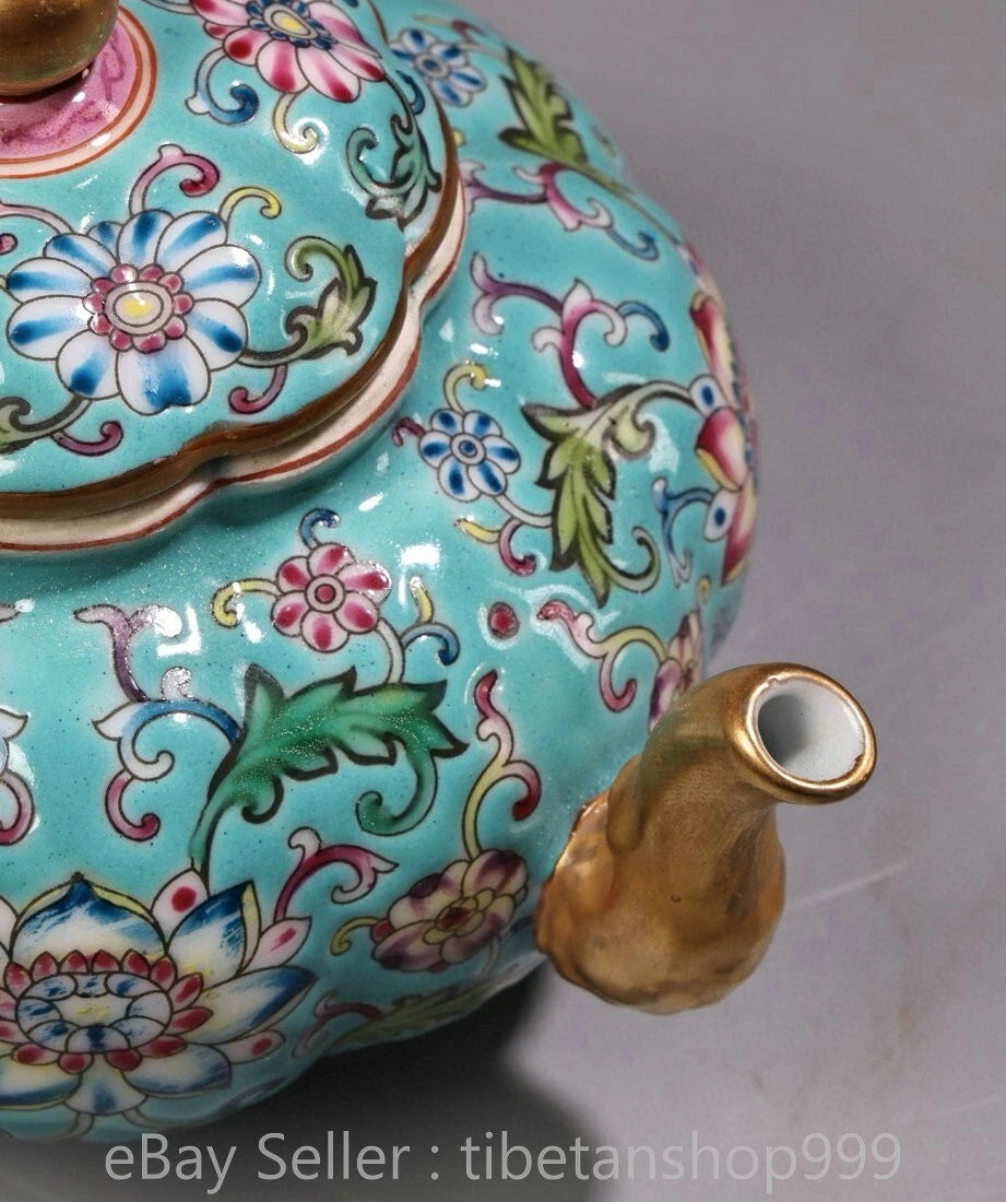 6" Old Chinese Yongzheng Marked Enamel Porcelain Gilt Entwined Flower Teapot | eBay