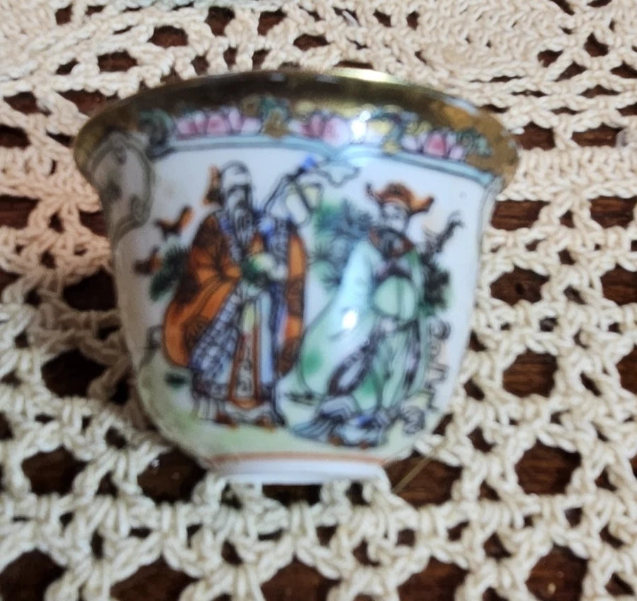 8 Piece Vintage Miniature Enamel on Porcelain Asian Teapot & Tea Cups | eBay