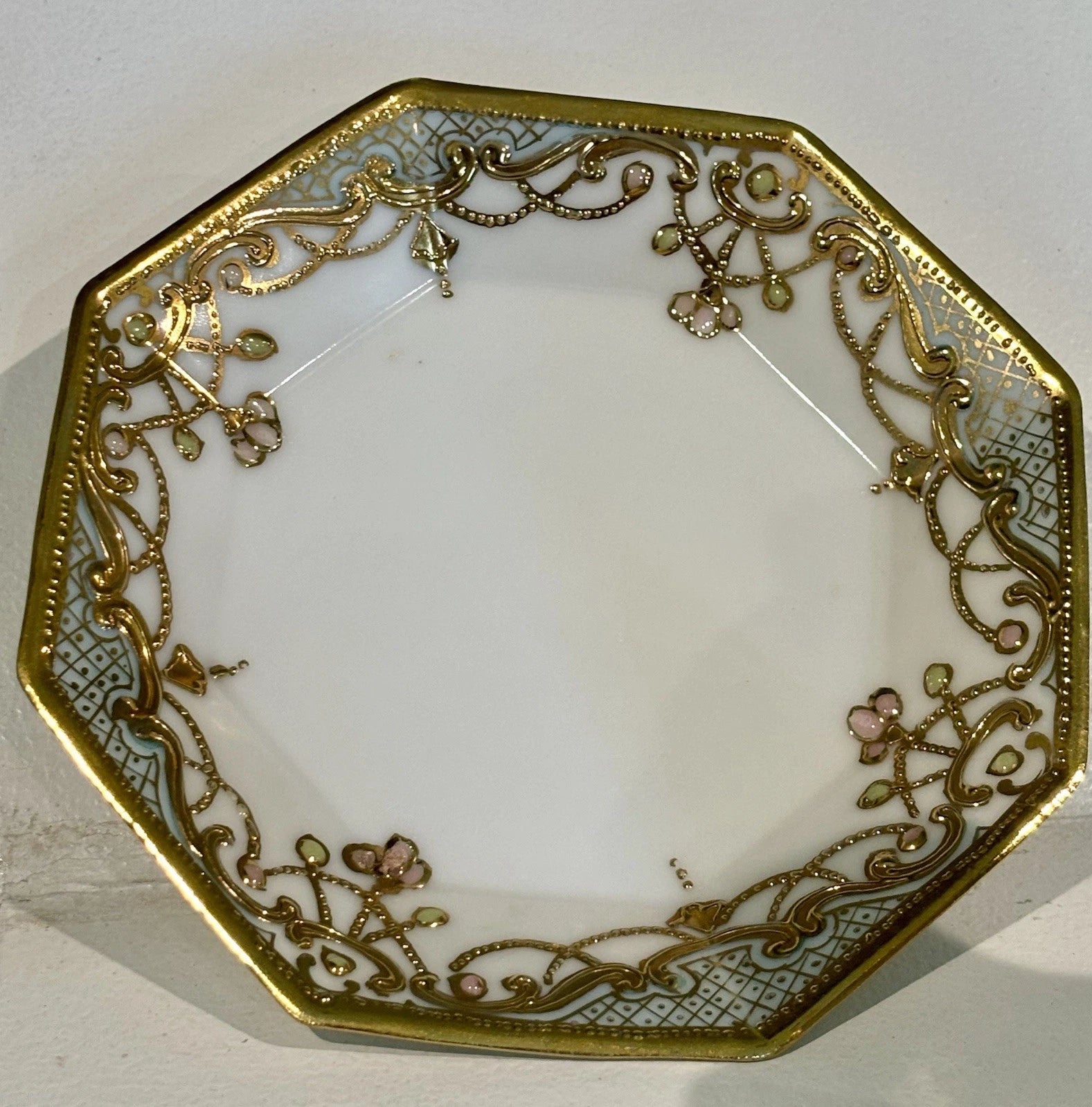 Esquisite NIPPON MORIAGE TEAPOT & UNDERPLATE GOLD ENAMEL - BEADING | eBay