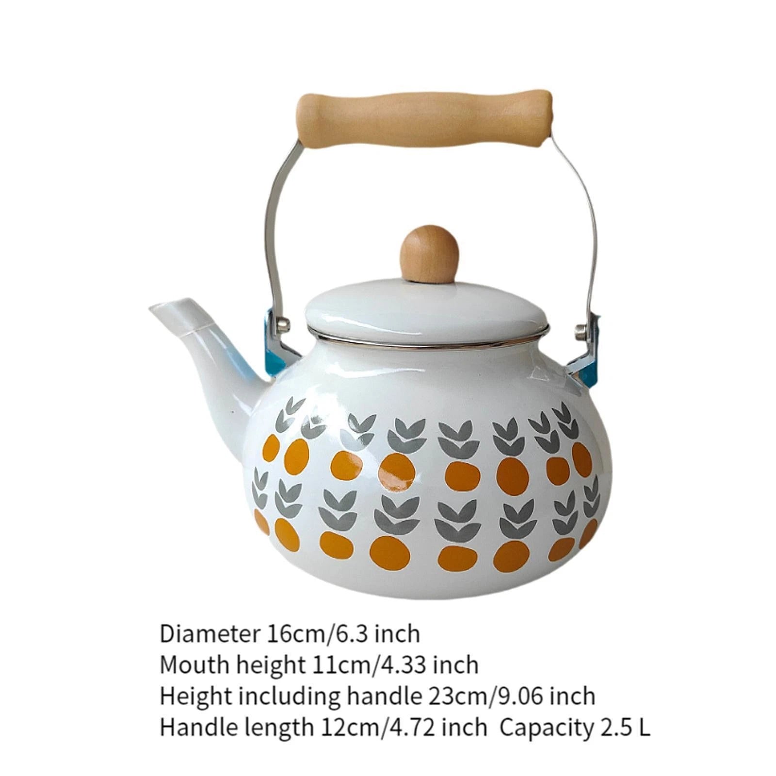 Enamel Teapot Coffee Pot 2.5L Large Capacity with Handle Vintage Porcelain Tea | eBay