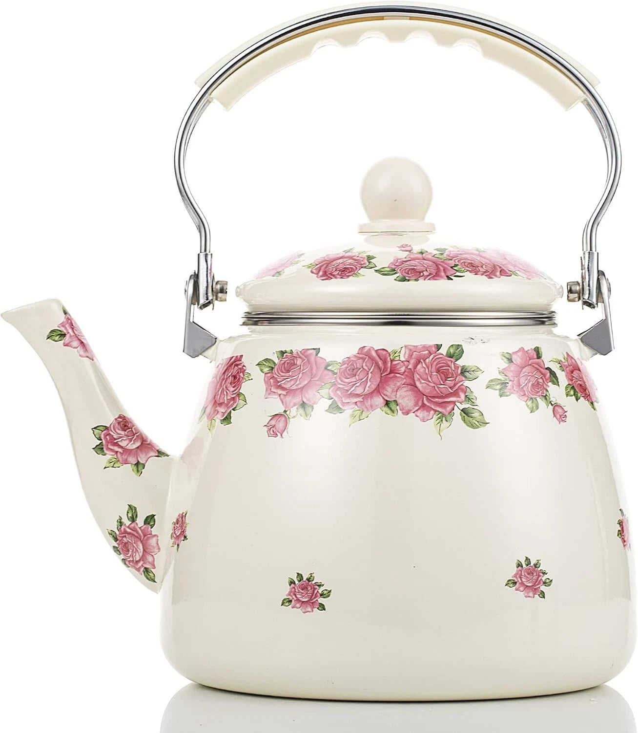 Elegant Porcelain Tea Kettle - 3.3L Enamel Teapot with Whistling Feature | eBay