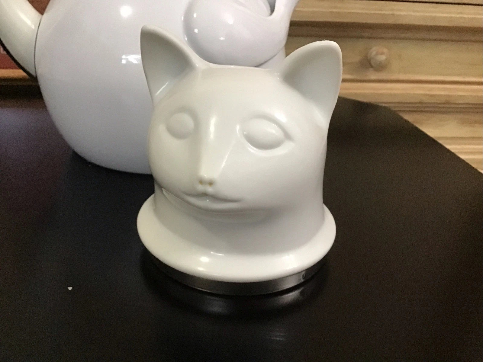 Vintage Retro Copco White Cat And Mouse Whistling Enamel Teapot Kettle EUC | eBay