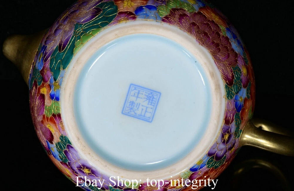 5.5" Marked Chinese Colour enamels Porcelain Flower Handle Teapot Kettle | eBay