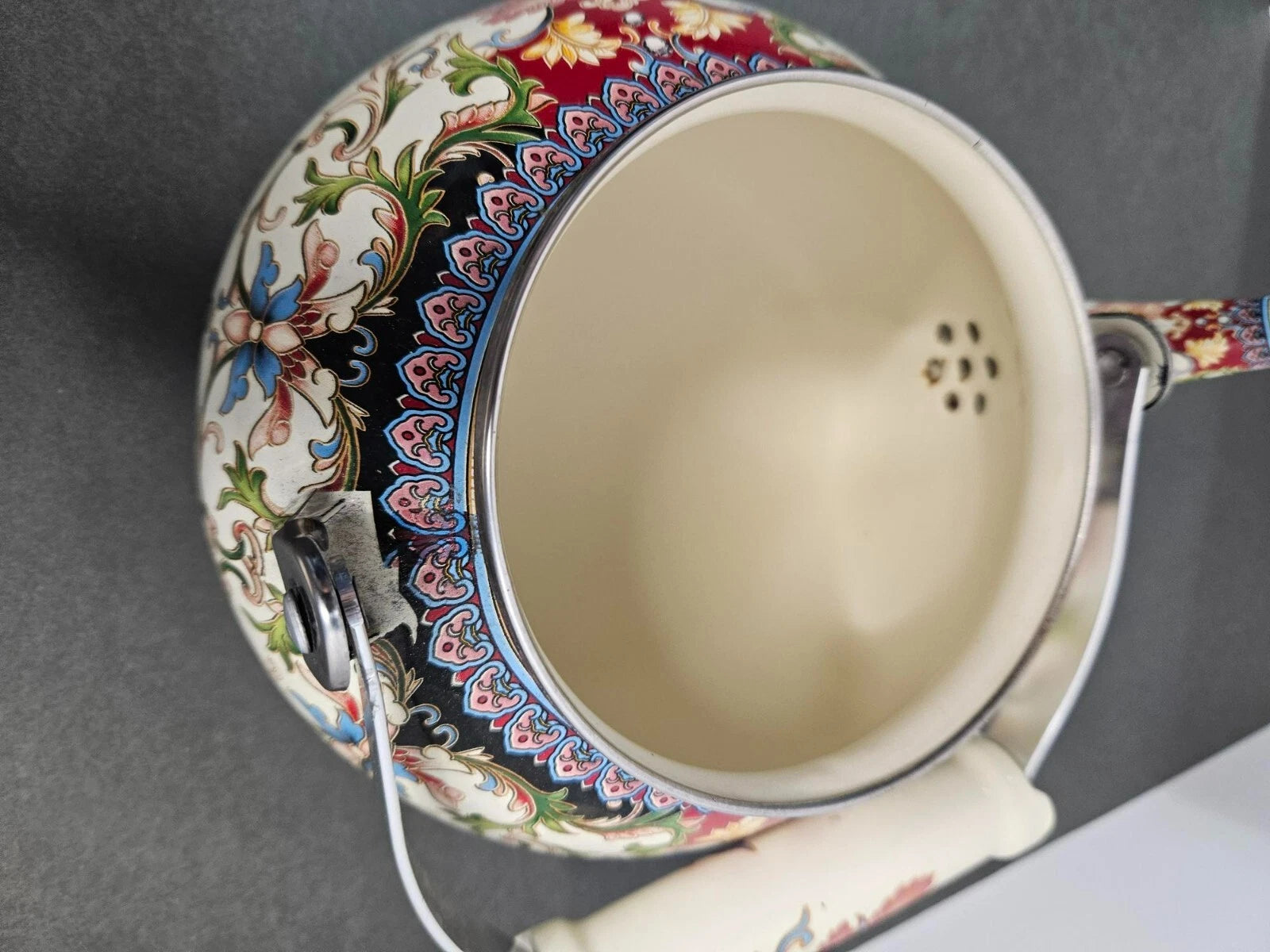 Gorgeous Enamel Teapot with Ceramic Handle - Very Nice | eBay