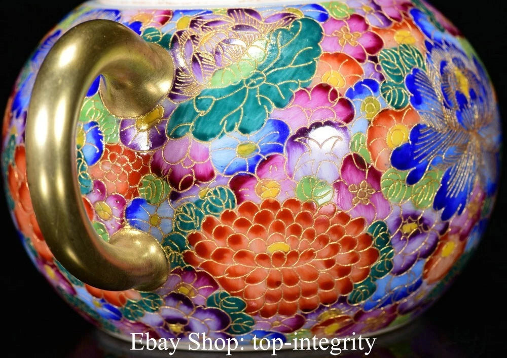 5.5" Marked Chinese Colour enamels Porcelain Flower Handle Teapot Kettle | eBay