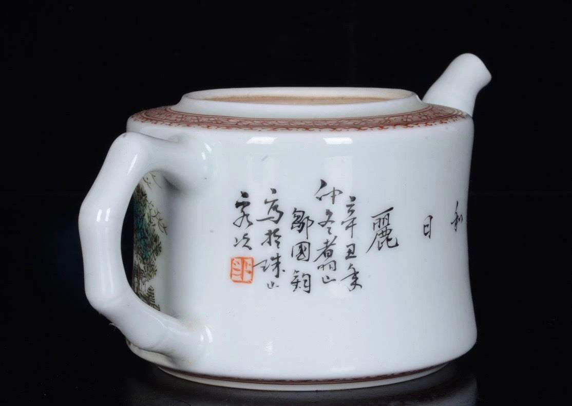 OLD CHINESE COLOUR ENAMEL PORCELAIN TEAPOT ZOU GUOJUN MARKED ST245 | eBay