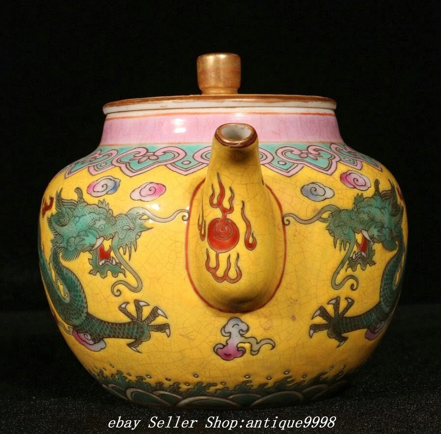 5.9"Old Qing Dynasty Enamel Color Porcelain Dragon Wine Tea Pot Flagon | eBay