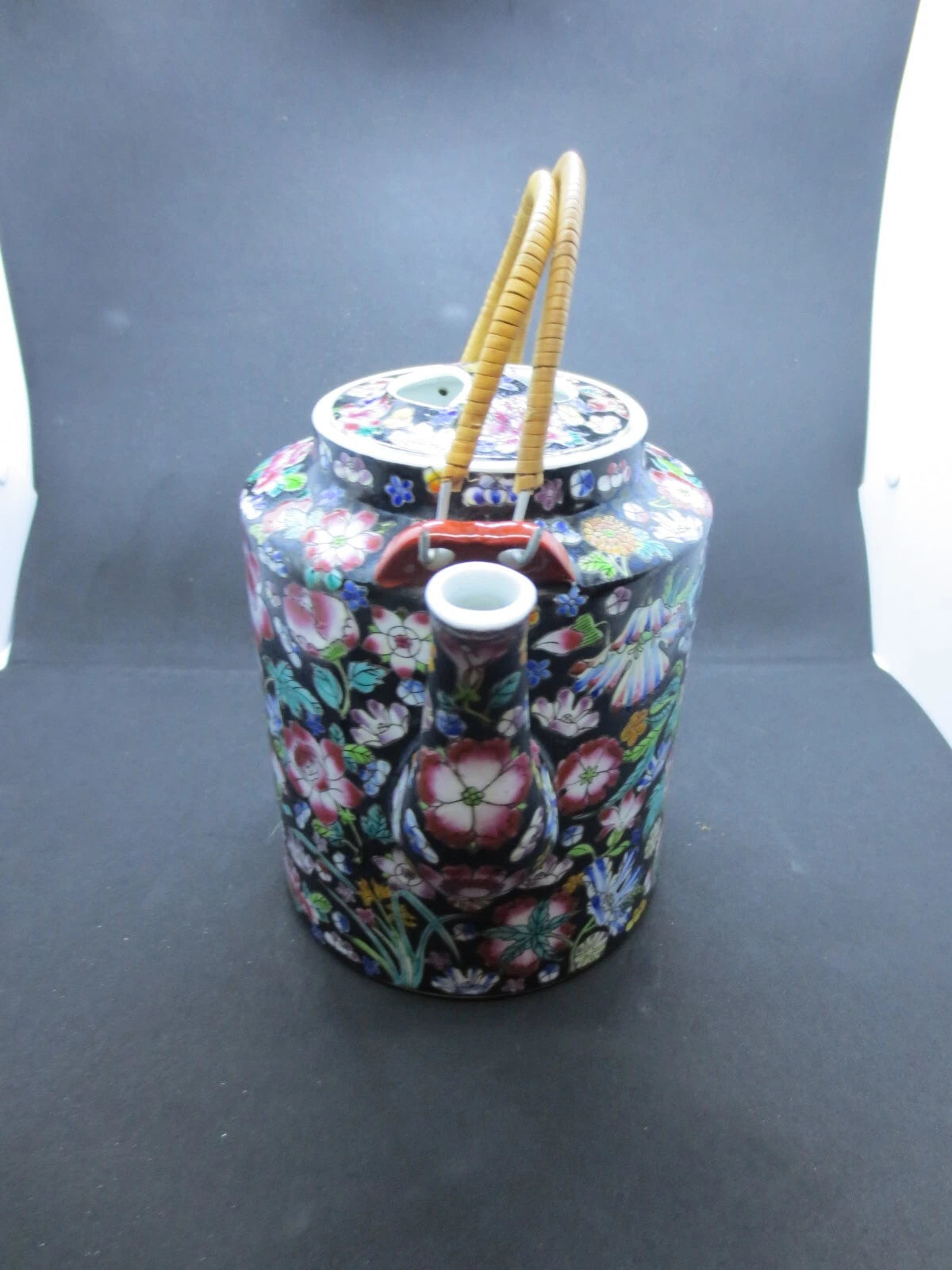 Vintage Chinese Hand Painted Mille Fleur Tea Pot Enameled Porcelain 1000 Flowers | eBay