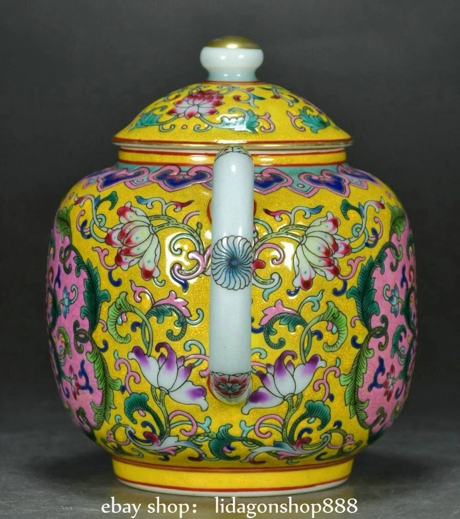 7.2" Yongzheng Marked Enamel Porcelain Flower Leaf Words Pattern Wine Tea Pot | eBay