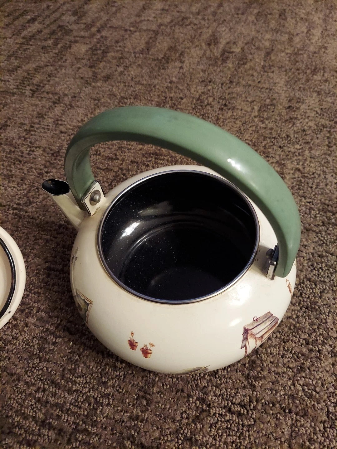 Pfaltzgraff Naturewood Metal Porcelain Enamel Tea Pot Kettle - Used | eBay