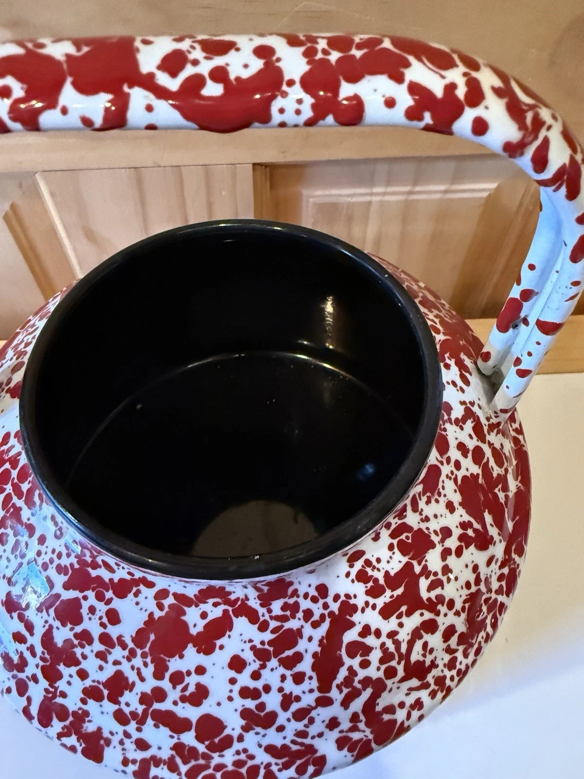 New Fine Enamelware Red & White Teapot CGS International Inc. 8”tall 7”wide L@@K | eBay
