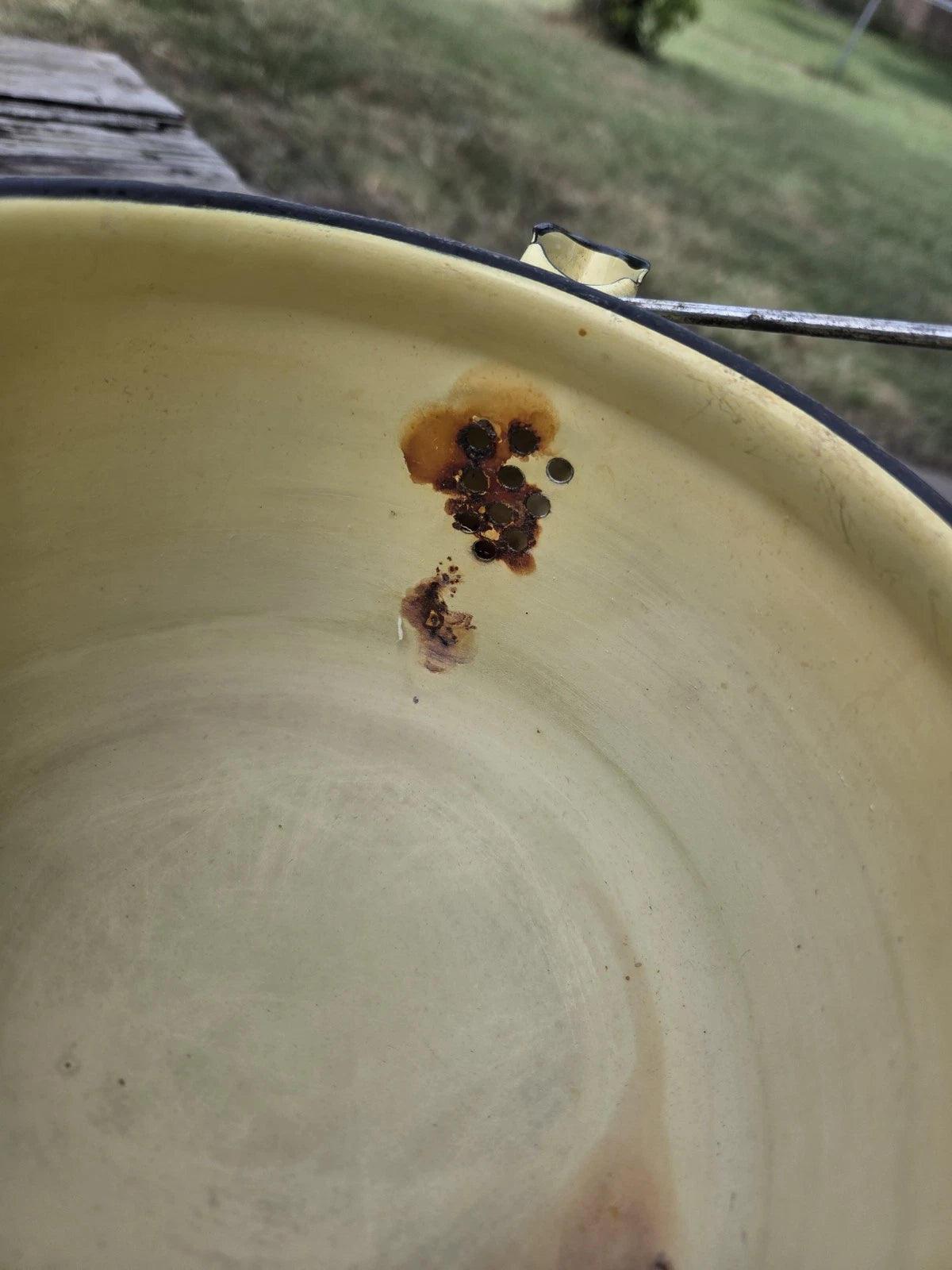 Vintage yellow enamel teapot With Lid Enamelware Bail Handle | eBay