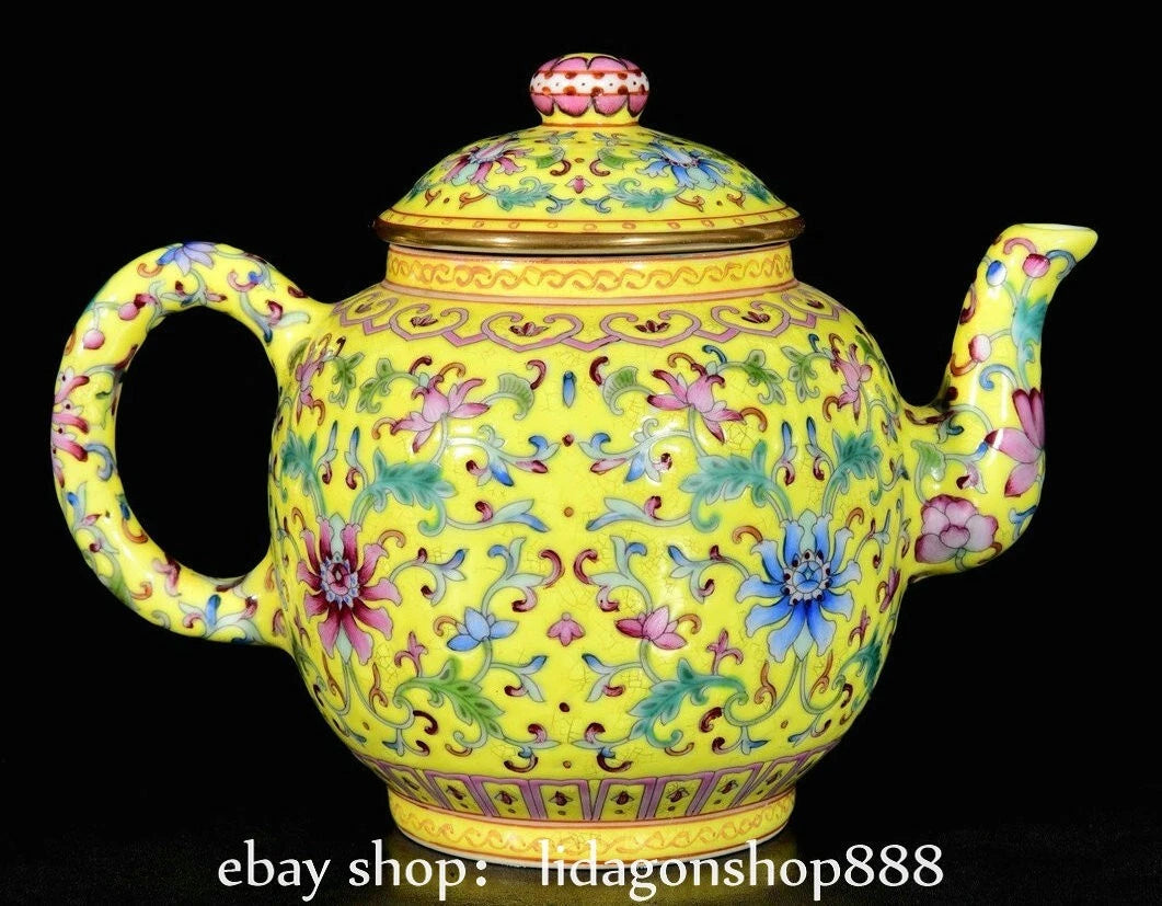 6.8" Qing Yongzheng Marked Enamel Porcelain Flower Leaf Pattern Wine Tea Pot | eBay