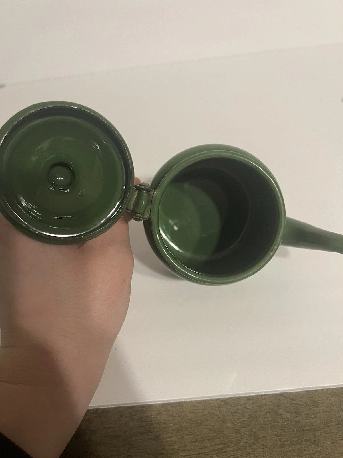 Pair of 2 Vintage Green Enamel Ware Teapots Has Wear see photos | eBay