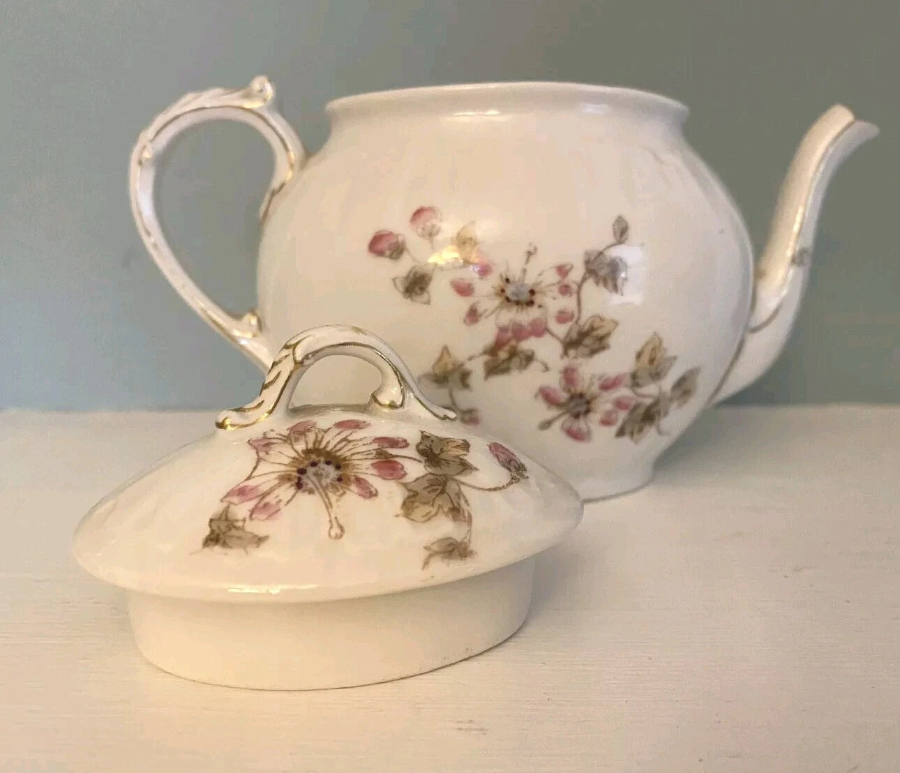Antique CH Field Haviland Limoges Teapot French Porcelain Hand Enameled GDM Gold | eBay