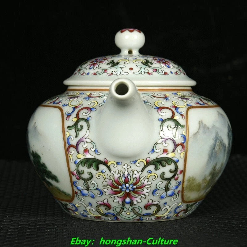 6.3" Qianlong Enamel Colour Porcelain Gold Flower landscape Wine Tea Pot Flagon | eBay