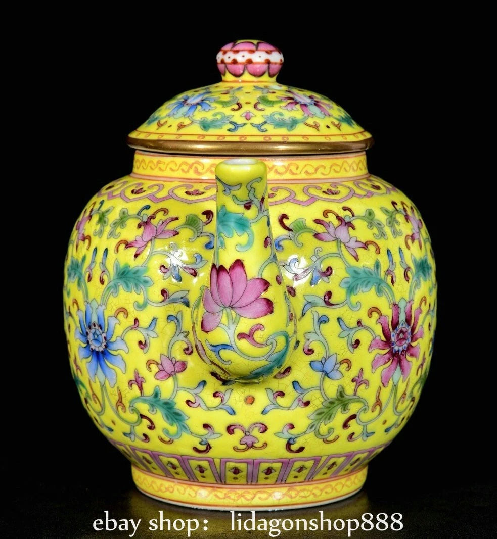 6.8" Qing Yongzheng Marked Enamel Porcelain Flower Leaf Pattern Wine Tea Pot | eBay