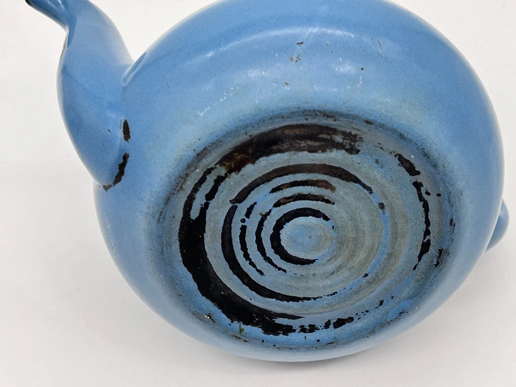 Vintage Antique Blue Enamel Ware Teapot with BREAK NO MORE Glass Lid Tea Kettle | eBay