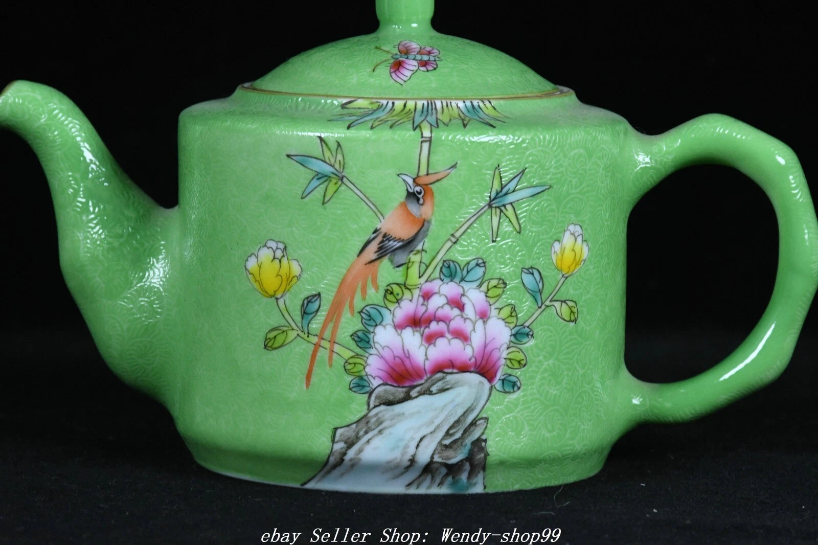 Qianlong Marked Colour Enamel Porcelain Gilt Peony Flower Bird Teapot Teakettle | eBay