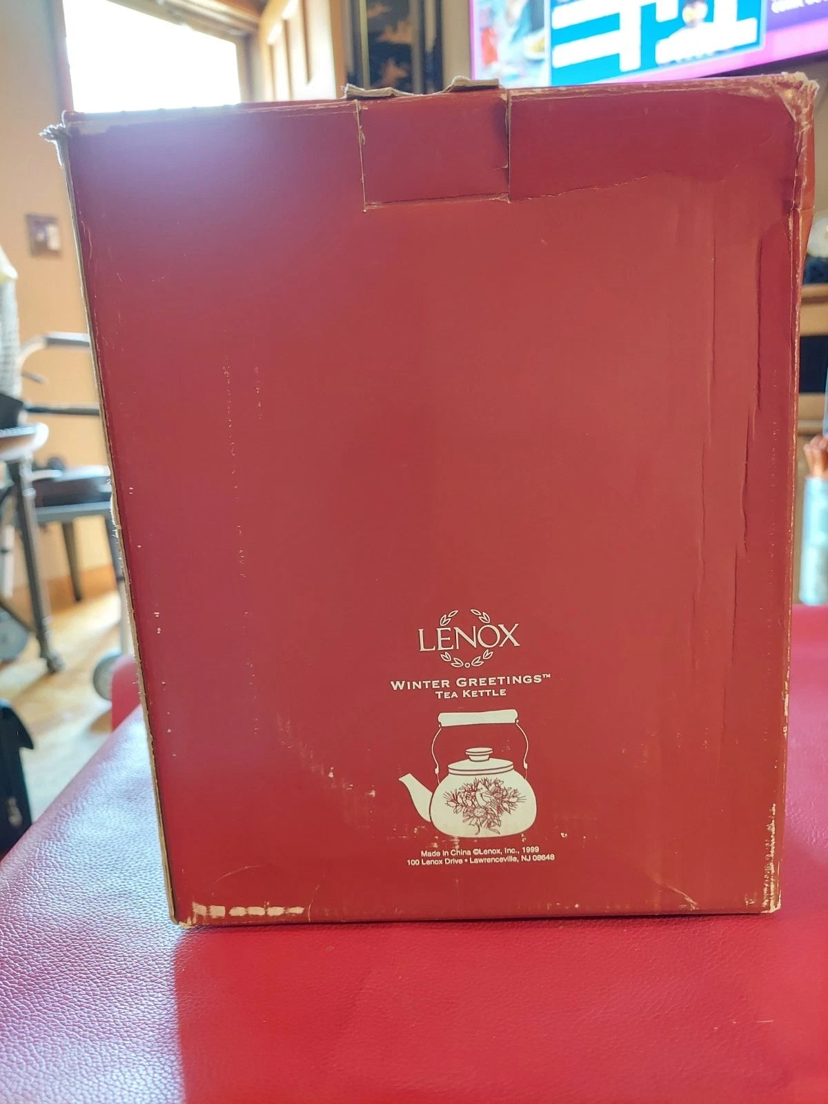 LENOX Winter Greetings Scenic Enamel Cardinals Chickadee Tea Pot Kettle Holiday | eBay