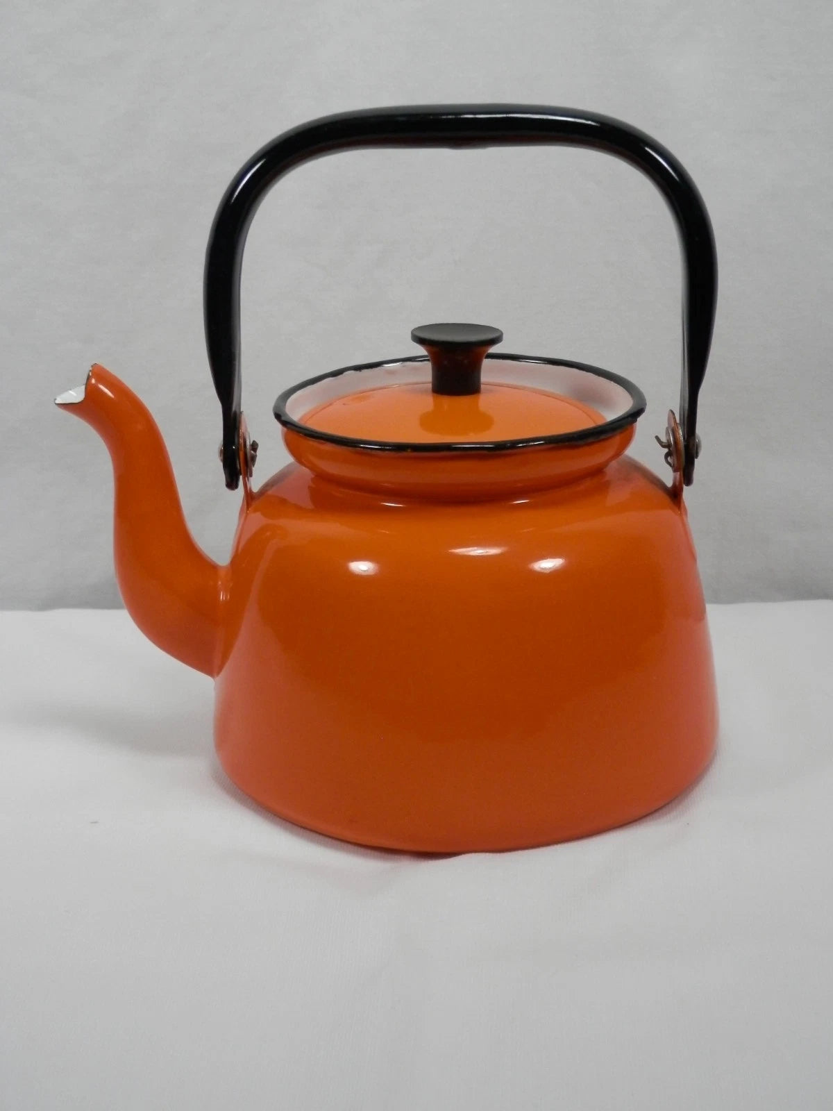 Huta Silesia Orange Enameled Tea Kettle Excellent Vintage retro teapot | eBay