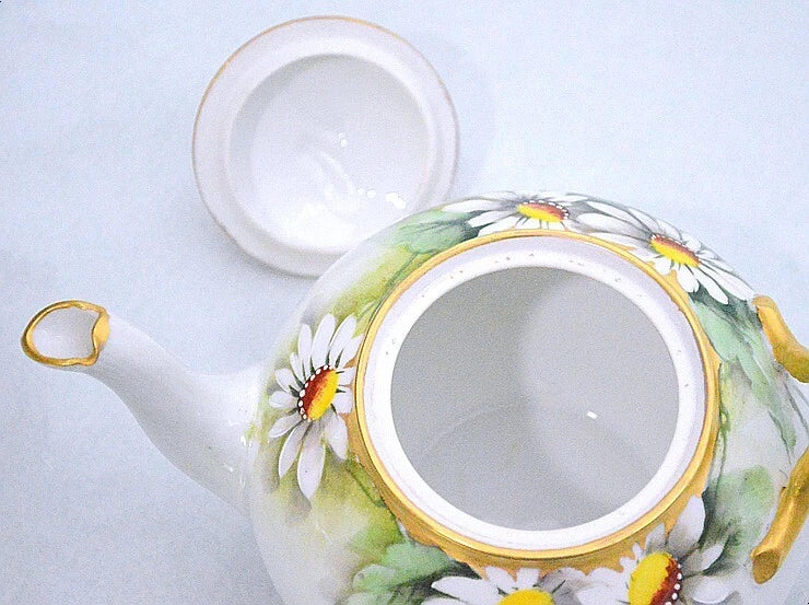 JP Limoges France Hand Painted Daisy Enamel Dot Artist Signed Teapot 117 | eBay