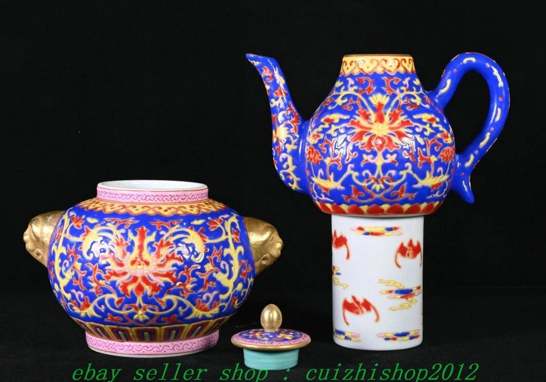 Qianlong Marked Colour Enamel Porcelain Gilt Dragon Beast Gourd Teapot Teakettle | eBay