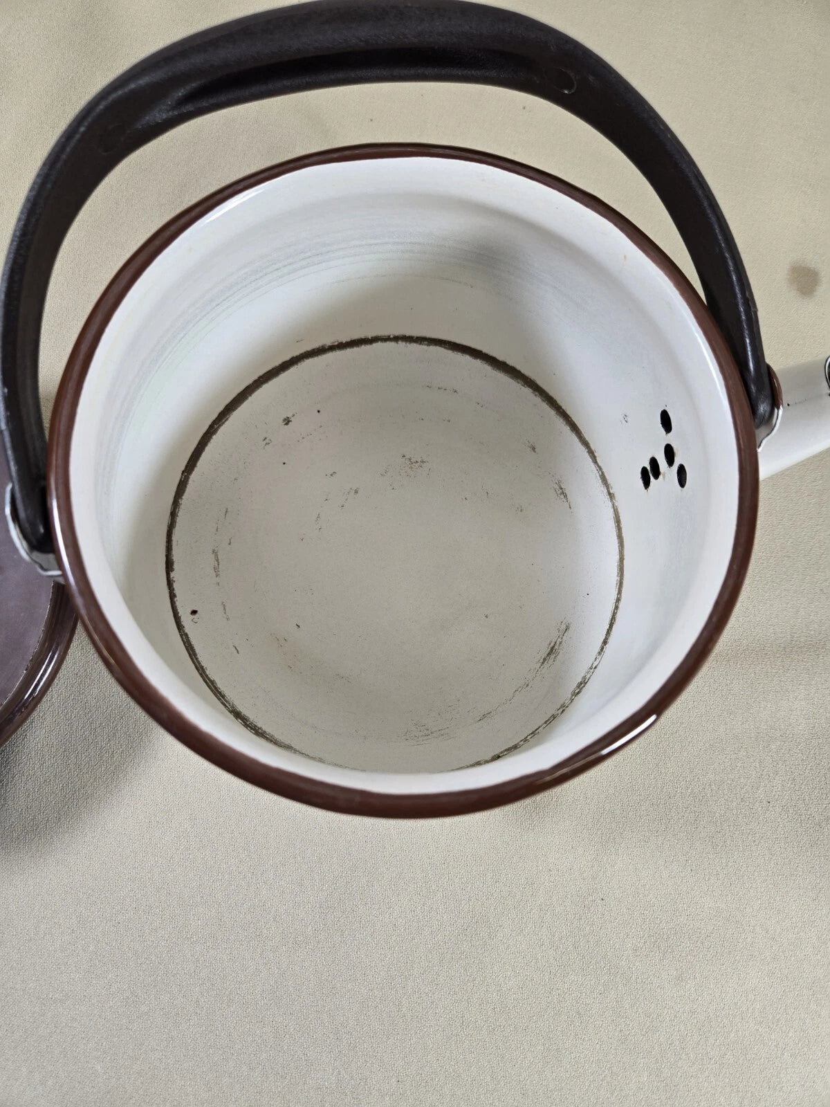 Vtg Retro Enamel Tea Pot Harvest Wheat Wood Handle In Used Condition | eBay