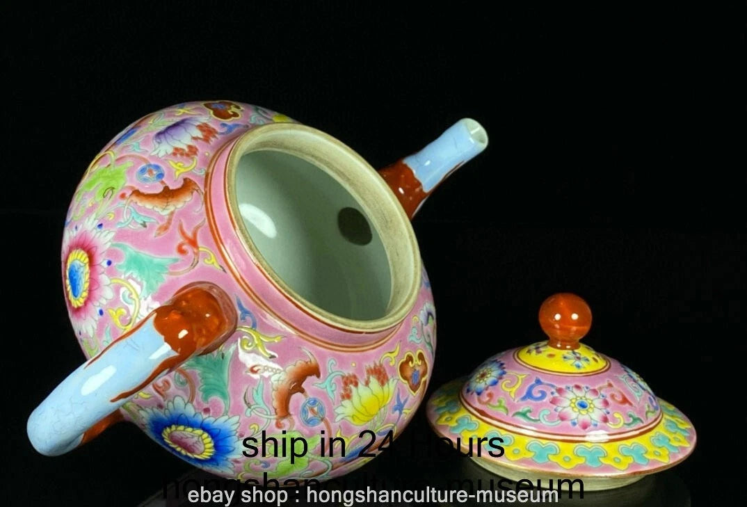 7.6" Qing Yongzheng Marked Enamel Porcelain Flower Leaf Pattern Wine Tea Pot | eBay