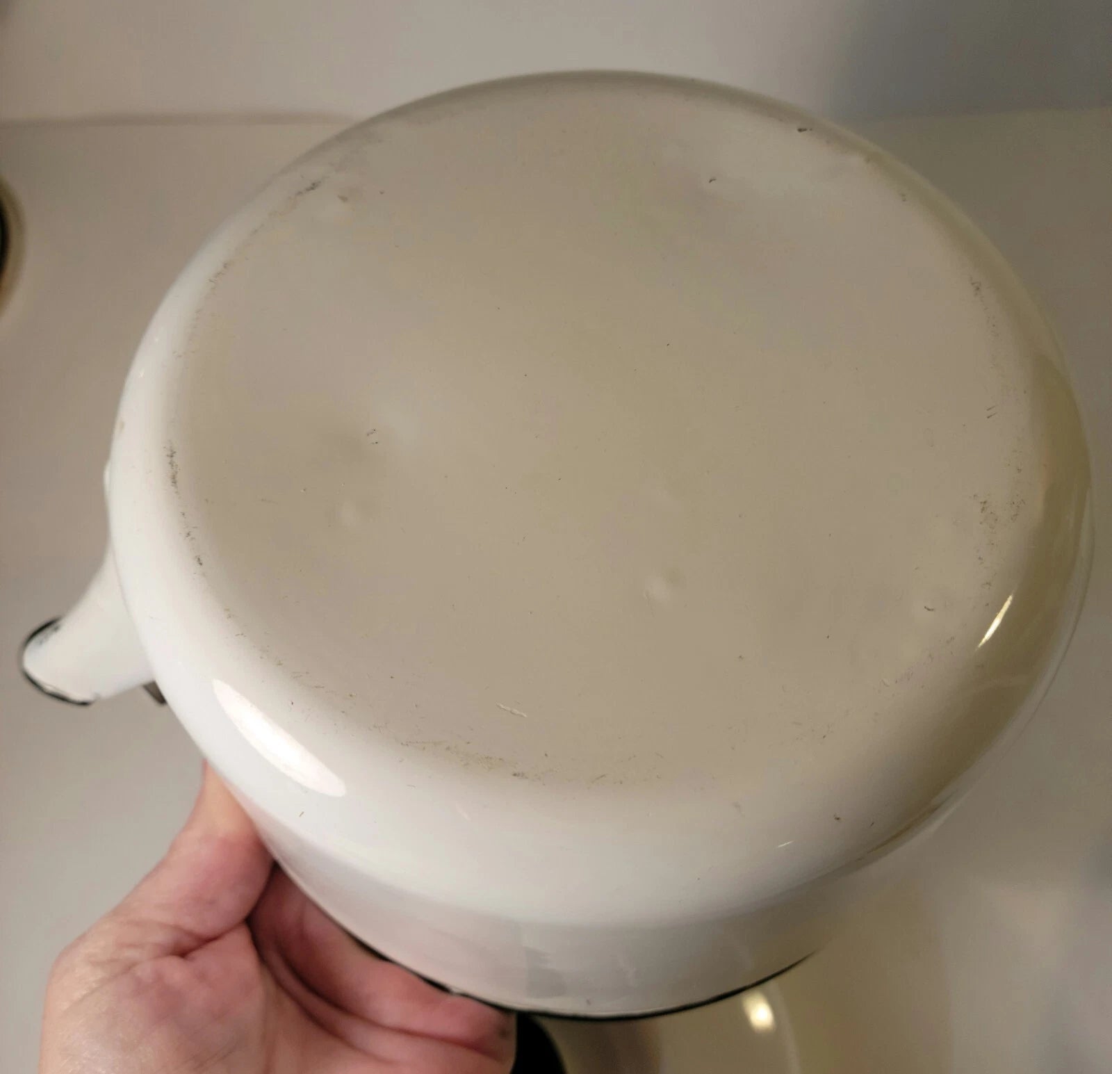 Enamal Tea Pot White with Black Metal Handle | eBay