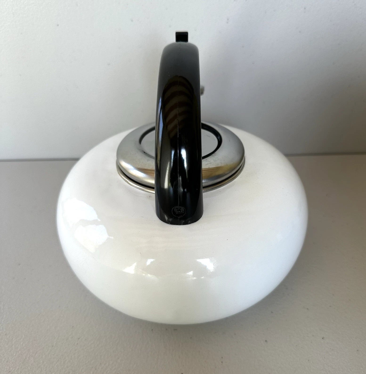 Vintage 90s Rare Kamenstein TRIG 2.5 qt Whistling White Enamel Steel Tea Pot NIB | eBay