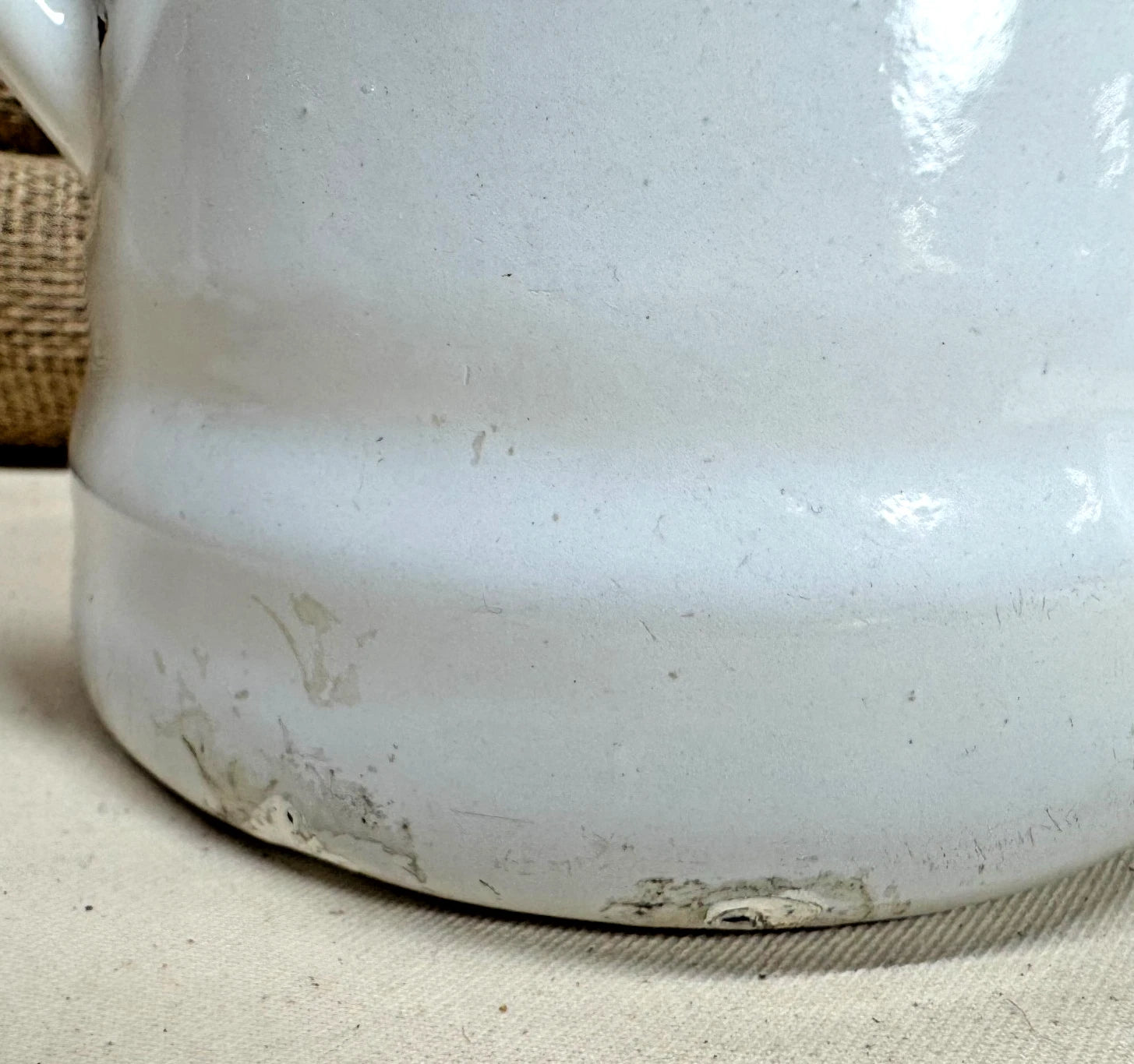 Vintage Enamel Coffee Tea Pot w Goose Neck Spout White w Blue Rim | eBay